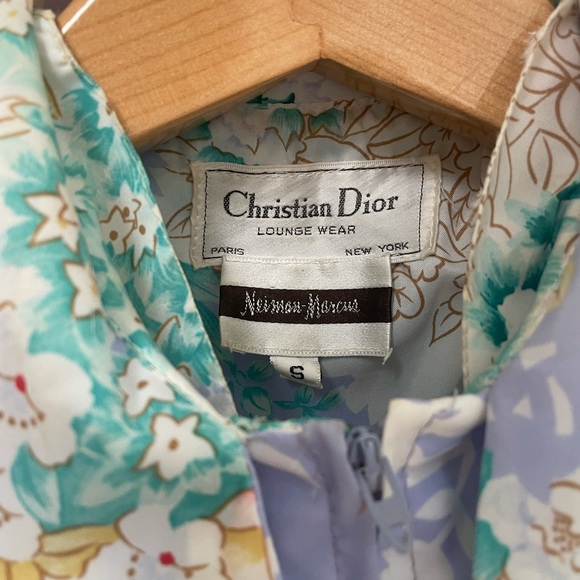 Dior 🌸 Floral Dress 🌸 Vintage Lounge Gown Neck Tie Bow Christian Dior - Picture 4 of 8